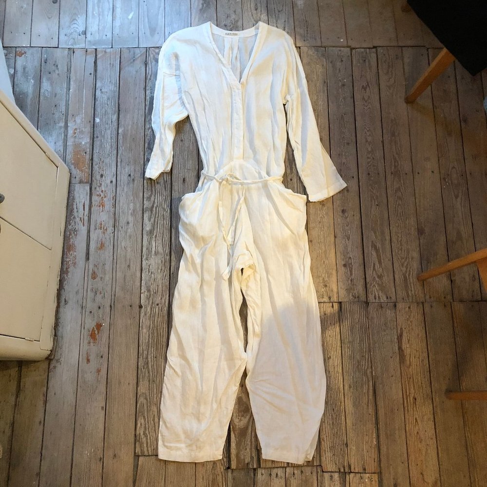 Black Crane Painter Jumpsuit in White